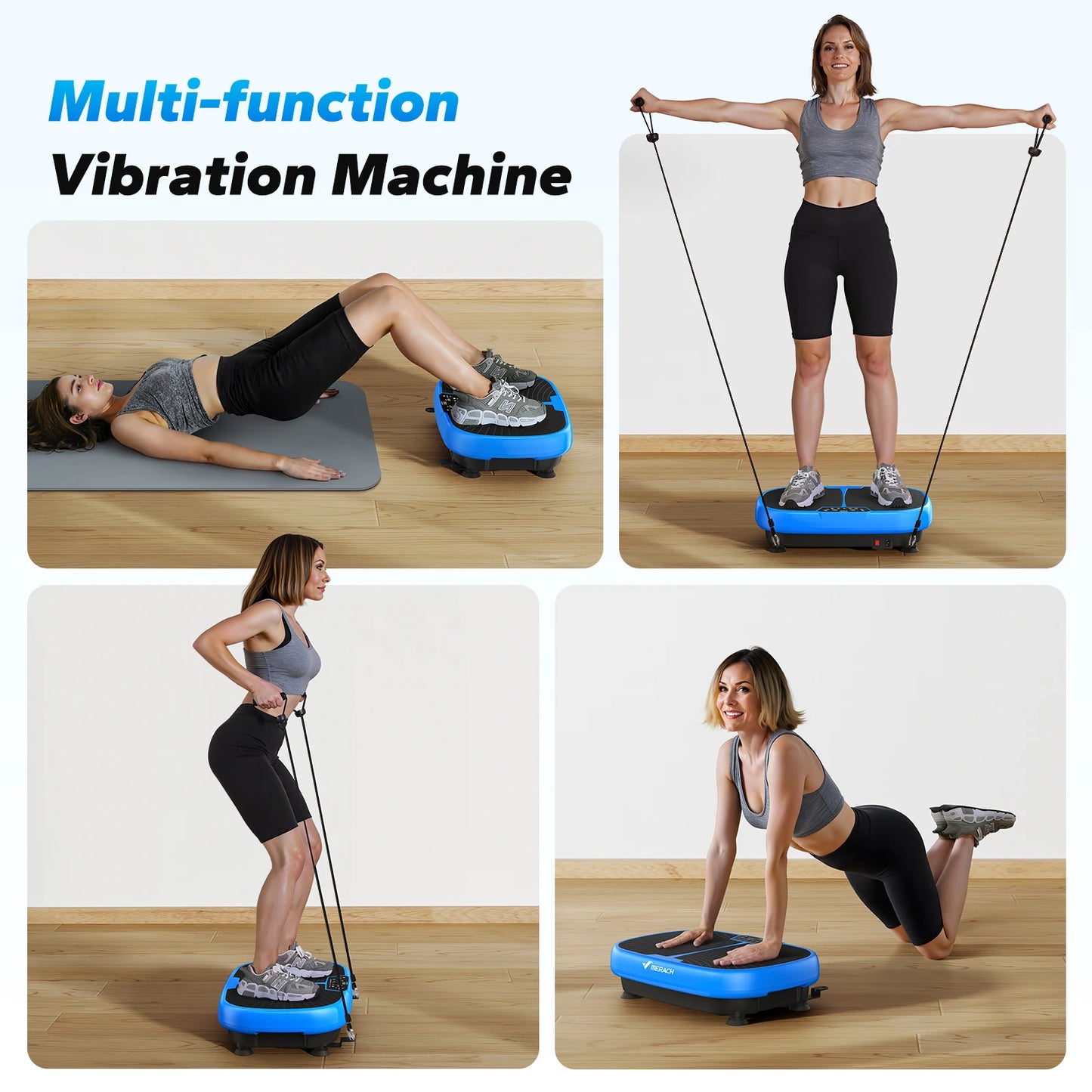 Whole Body Vibration Plate Machine by Fitnessniches with textured surface and control panel in a home fitness setting.