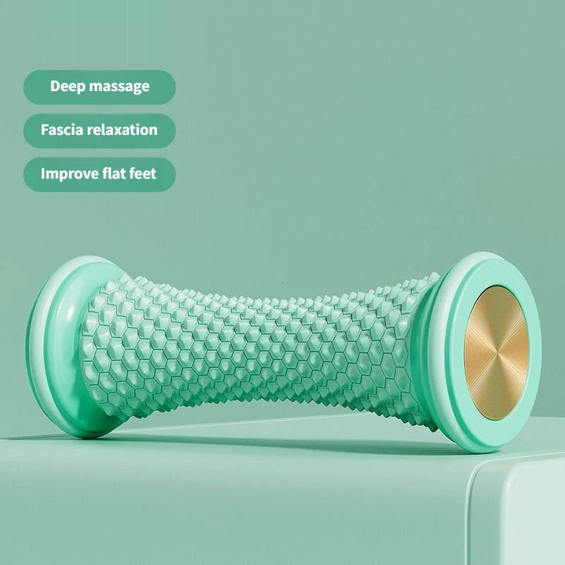 Ergonomic Foot Roller Massager by Fitnessniches designed for foot relief and relaxation, showcasing textured rollers.