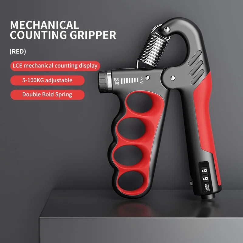 Adjustable hand grip strengthener by Fitnessniches, featuring ergonomic handles and resistance settings for hand exercises.