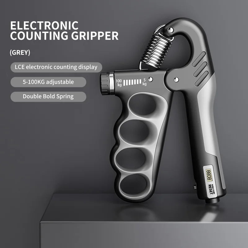 Adjustable hand grip strengthener by Fitnessniches, showing ergonomic design and varying resistance settings.