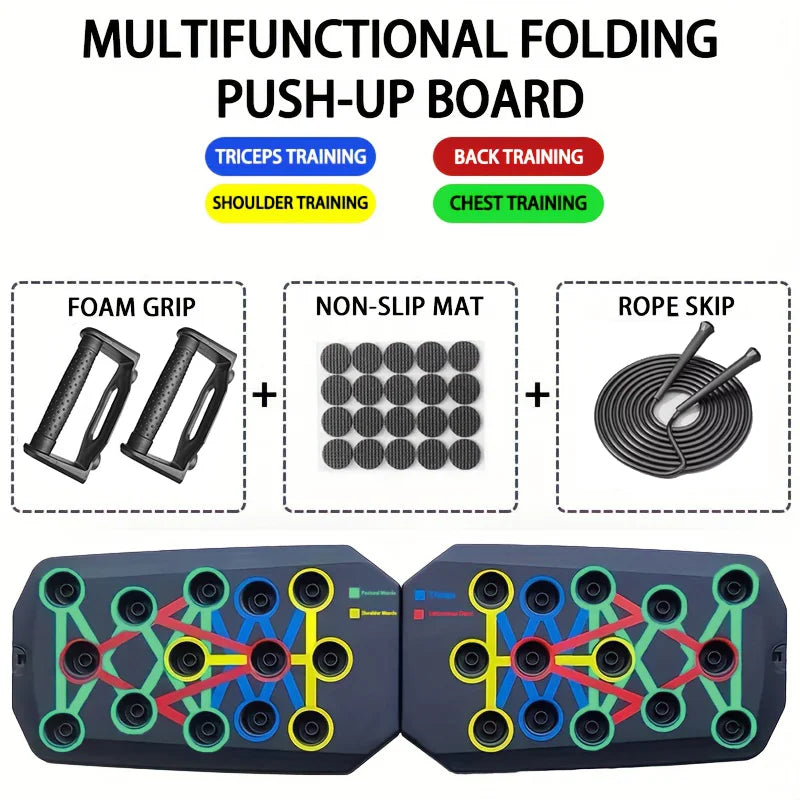 Fitnessniches push-up board set with color-coded hand placement for varied workouts and improved strength training.