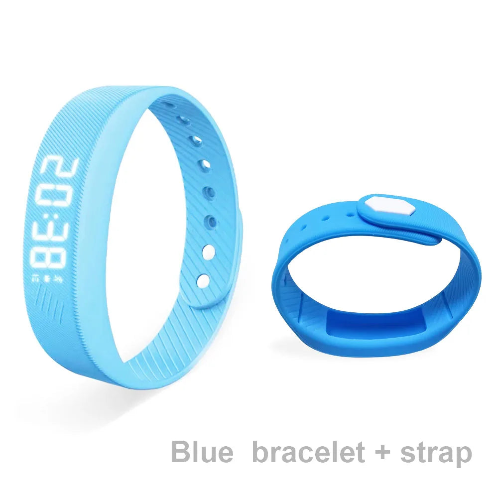 Fitnessniches Smart Bracelet with LED display showing time and fitness tracking features on a wrist.