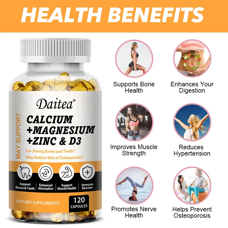 Cal-Mag-Zinc + D3 Complete Support supplement bottle by Fitnessniches on a clean white background.