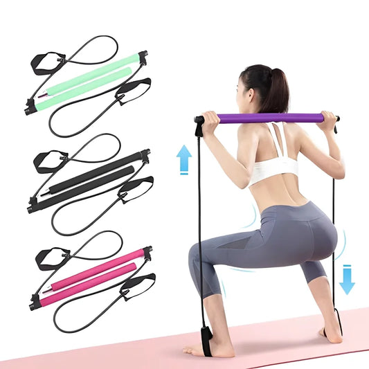 Portable Fitnessniches Yoga Pilates Bar with resistance bands, featuring a sturdy design and ergonomic handles.