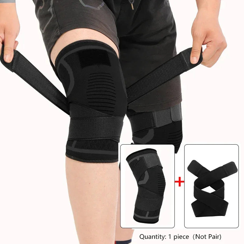 Nylon sport knee brace by Fitnessniches, featuring adjustable straps and breathable fabric for support during activities.