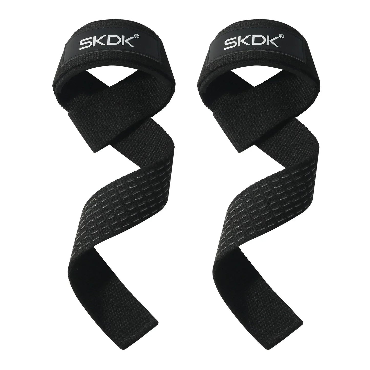 Fitnessniches weightlifting wrist straps in black, designed for support and grip during strength training workouts.