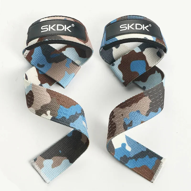 Fitnessniches weightlifting wrist straps in black and blue, featuring durable material and reinforced stitching for support.