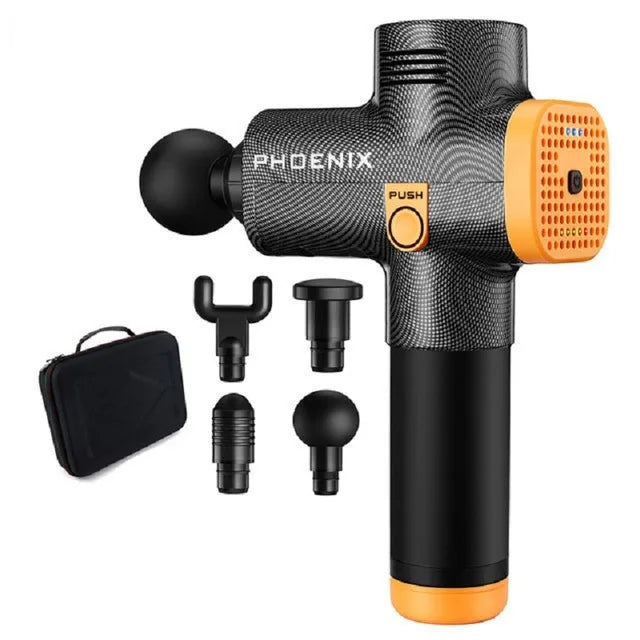 Phoenix A2 Massage Gun by Fitnessniches with ergonomic handle and multiple speed settings for muscle recovery.