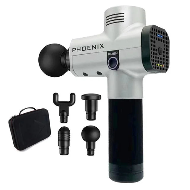 Fitnessniches Phoenix A2 Massage Gun with ergonomic handle and massage head for muscle recovery and relaxation.