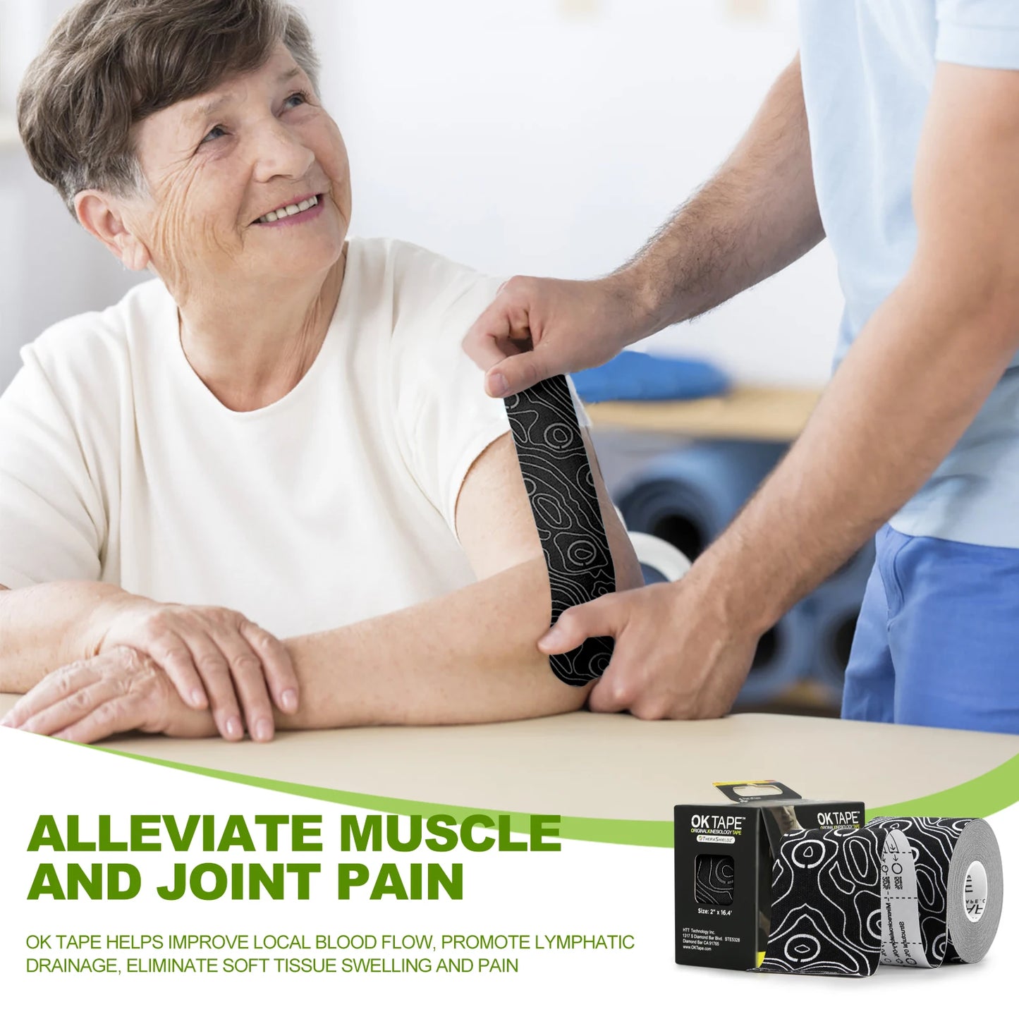 OK TAPE PRO kinesiology tape in a roll, showcasing its texture and color for athletic support and injury prevention.