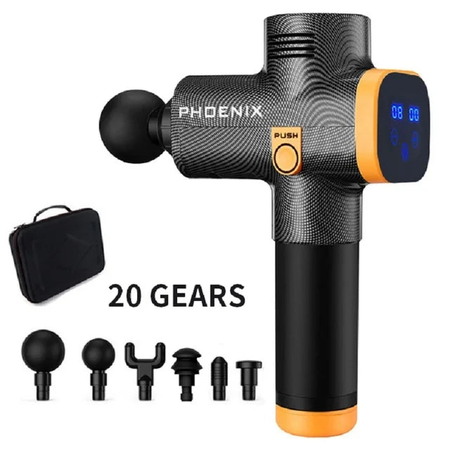 Phoenix A2 Massage Gun by Fitnessniches, featuring ergonomic design and multiple speed settings for effective muscle relief.
