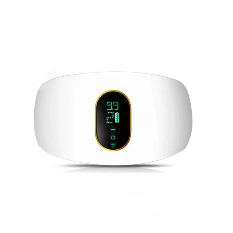 Fitnessniches rechargeable waist slimming belt displayed on a flat surface, showcasing its sleek design and adjustable straps.