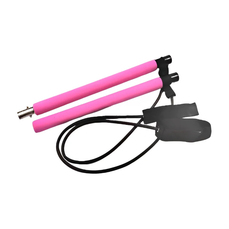 Portable Yoga Pilates Bar by Fitnessniches featuring foam grips and resistance bands for versatile workouts.