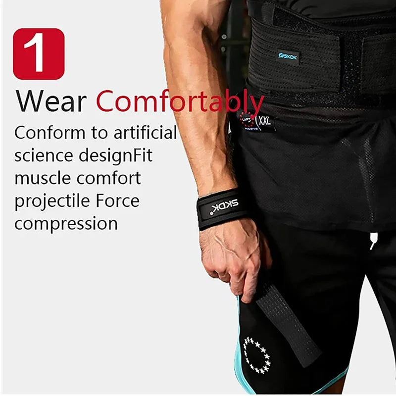 Fitnessniches weightlifting wrist straps in black with reinforced stitching for secure grip during workouts.