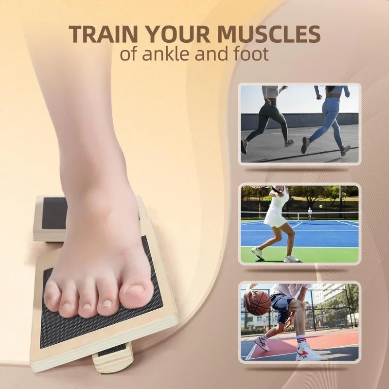 Wooden non-slip wobble balance board by Fitnessniches, featuring a smooth surface and curved base for stability training.