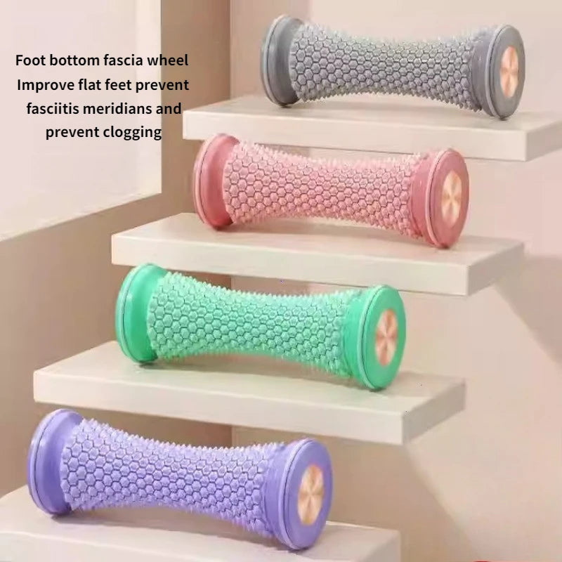 Ergonomic foot roller massager by Fitnessniches, featuring textured surface and curved design for effective foot relief.
