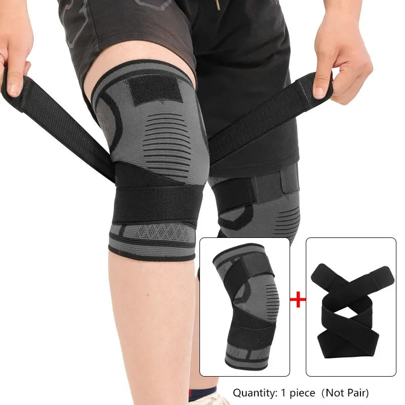 Nylon sport knee brace by Fitnessniches, featuring a supportive design for athletic activities and injury recovery.