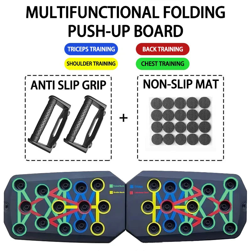 Fitnessniches push-up board set featuring multiple color-coded positions for effective upper body workouts.