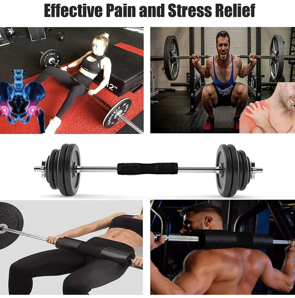 Fitnessniches barbell squat pad in black, featuring thick cushioning for comfort during weightlifting exercises.