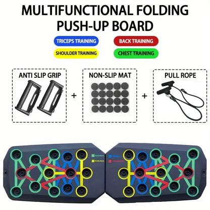 Fitnessniches push-up board set featuring color-coded positions for various exercises on a flat surface.