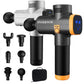 Fitnessniches Phoenix A2 massage gun with ergonomic handle and multiple attachment heads for muscle relief.