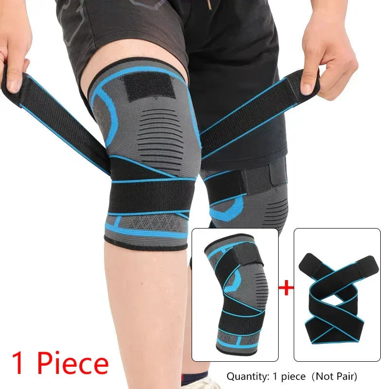 Nylon sport knee brace by Fitnessniches, featuring adjustable straps and a breathable design for support during activities.