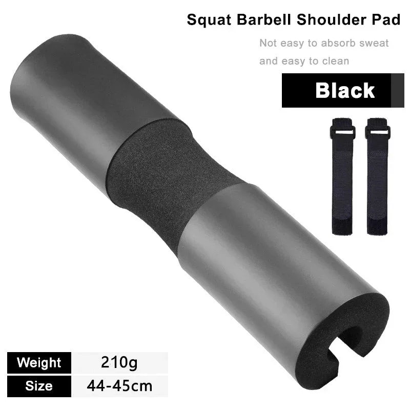 Fitnessniches barbell squat pad in black, designed for comfort and support during squats and weightlifting exercises.