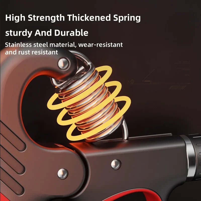 Adjustable Fitnessniches hand grip strengthener in use, showcasing ergonomic design and customizable resistance levels.