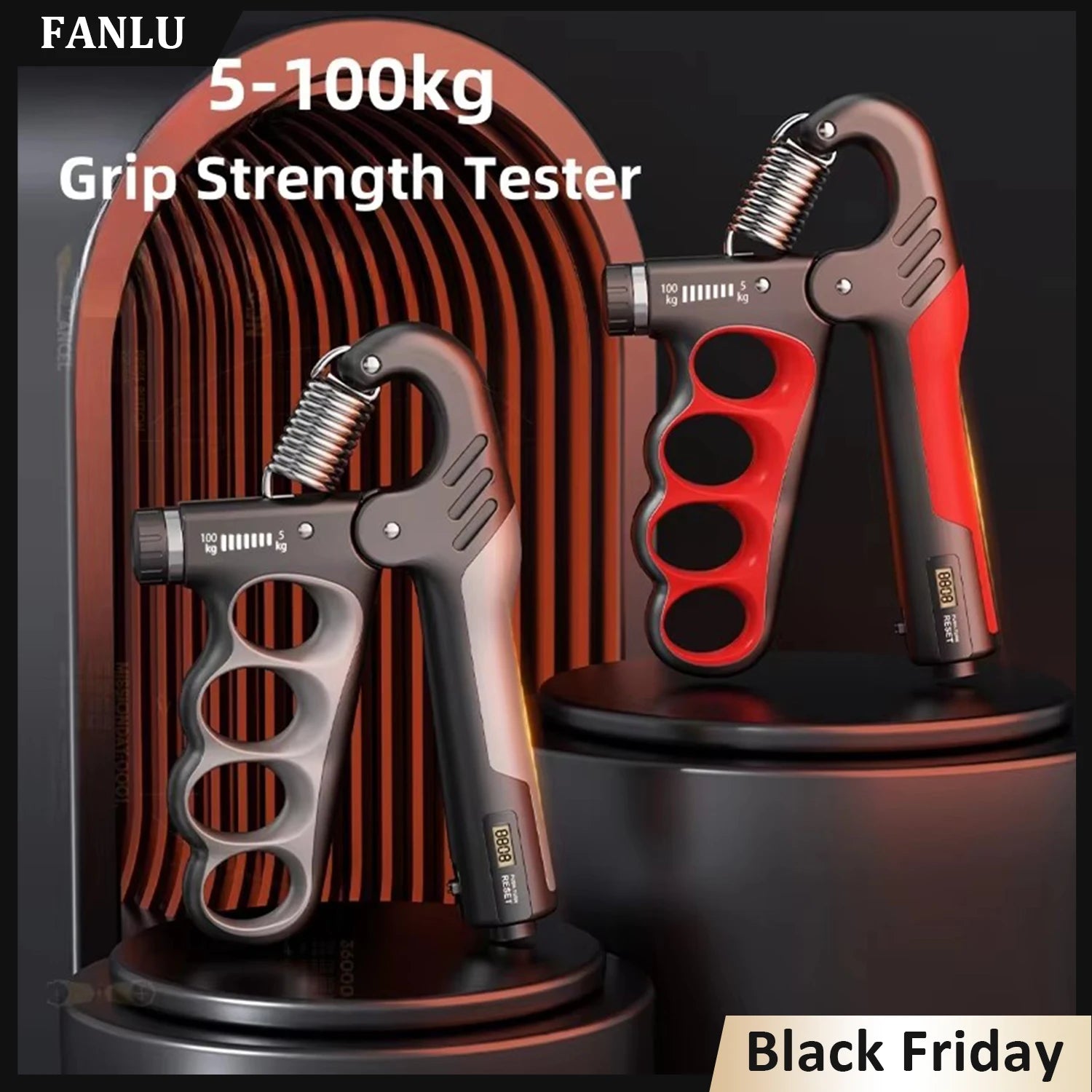 Adjustable Fitnessniches hand grip strengthener with ergonomic design and textured grip for improved hand strength training.